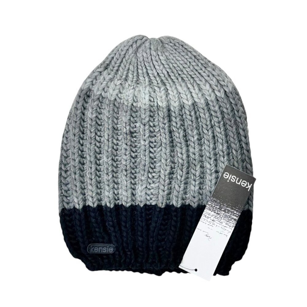 NWT Kensie Beanie Hat Chunky Knit Gray Ombré One Size Winter Unisex Cold Weather